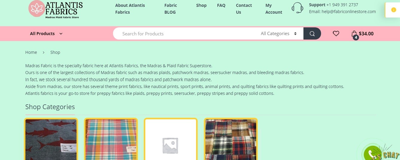 Fabric Store Online, for fabrics like madras plaid, theme prints, patchwork madras and linen fabric