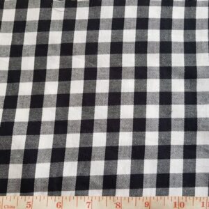 Gingham check fabric black and white plaid, in organic cotton