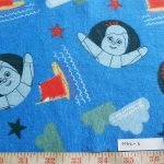 Cotton print fabrics with cartoon animated prints of a girl and sail boats