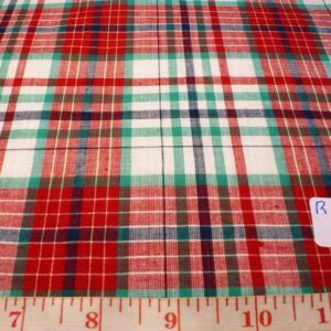 Red, green, white and blue plaid fabric