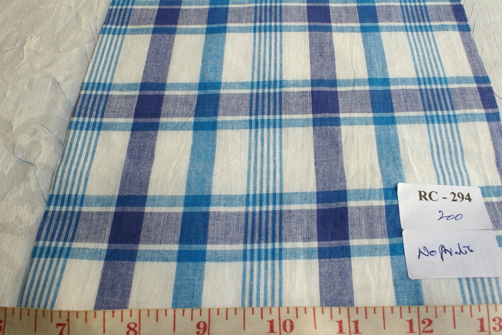 Check fabric in Royal blue, indigo blue and white color plaids