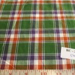 Madras Fabric in Green, purple, orange and white plaids
