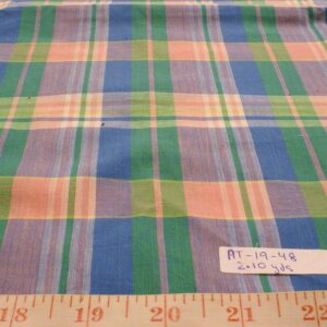 Madras fabric - plaid madras in yellow, brown, blue and white color plaids of Indian cotton suitable for shirts, menswear and children's apparel