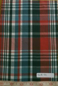 Madras plaid fabric in vintage colors