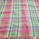 Madras Plaid Fabric made of cotton yarns woven in a plaid pattern, for men's jackets, neckwear, shirts, children's and pet clothing. Also known as checks.