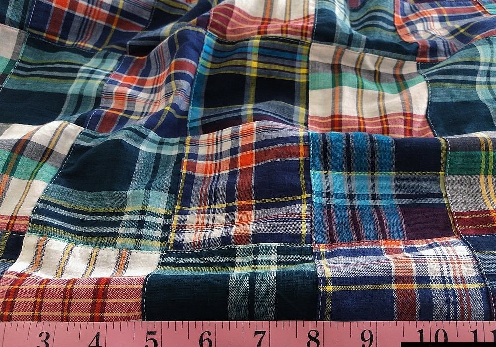 Patchwork madras fabric made for prepsters in India