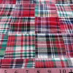 Patchwork Madras Fabric made of various Indian cotton madras plaids sewn together, suitable for preppy shirts, shorts, menswear and children's apparel.