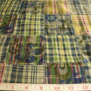 Patchwork Plaid & Floral Print Fabric - plaid madras squares sewn together, for girl's clothing, smocked clothing, monogrammed apparel, handmade items