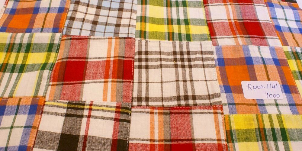 Patchwork Plaid Fabric for sewing preppy clothing, preppy craft projects, preppy accessories, ideal for handmade clothing and dog jackets & dog bandanas.