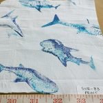 Whales Nautical Theme Print Fabric with Blue Whales, for beach shirts, holiday and resort clothing, children's garments like boys shirts and girls dresses