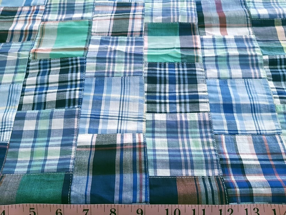 Preppy Patchwork Plaid - Madras cotton plaid fabric patches sewn together