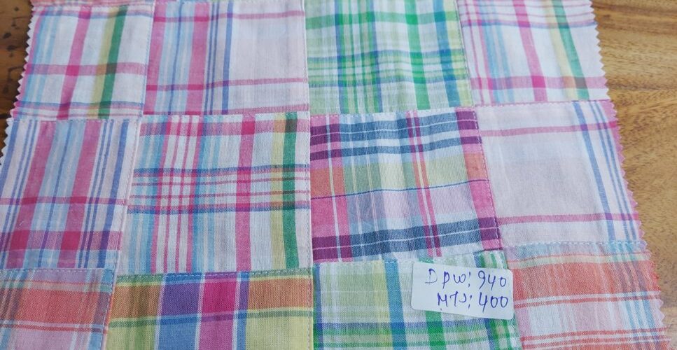 Patchwork madras fabric for preppy clothing