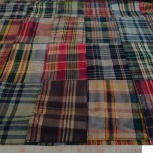 Patchwork Madras or patchwork plaid - a preppy fabric made of plaid fabric of various colors, ideal for preppy children's & men's clothing.