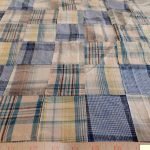 Patchwork Madras - patchwork plaid fabric made of madras plaids of various colors, used for preppy menswear & classic children's clothing.