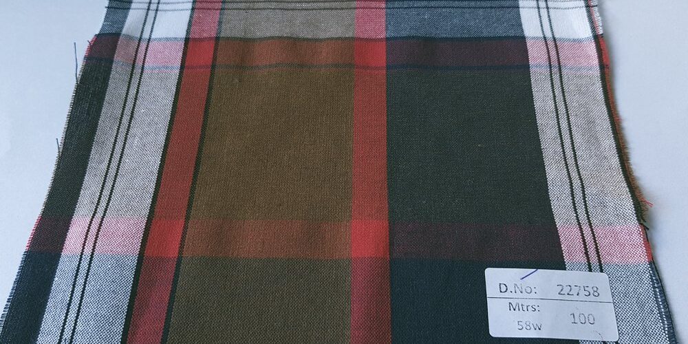 Madras Plaid Fabric made of cotton yarns woven in a plaid pattern, for men's jackets, neckwear, shirts, children's and pet clothing. Also known as checks.