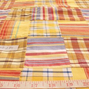 Preppy Patchwork Plaid - Madras cotton plaid fabric patches sewn together into a fabric ideal for preppy clothing, kid's clothing and menswear.