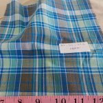 Plaid Fabric or madras plaid is made of cotton yarns in a plaid pattern. It is a summer preppy fabric, for shirting, menswear, kids clothing and beach wear.