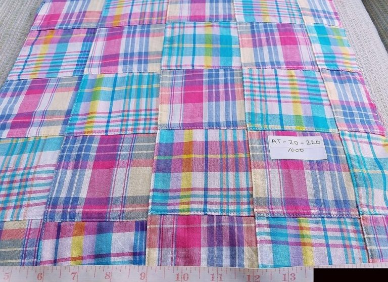 Patchwork Madras Fabric - plaid madras squares sewn together