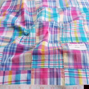 Patchwork Madras Fabric - plaid madras squares sewn together, for girl's clothing, smocked clothing, monogrammed apparel, handmade handbags and headbands.