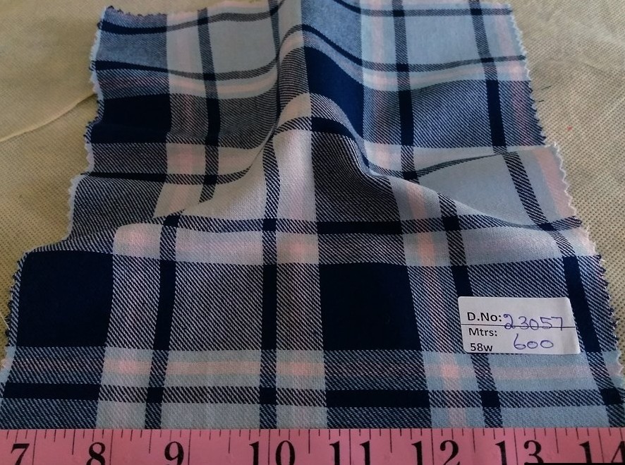 Twill Madras Fabric, brushed like flannel or plain twill madras, for men's shirts, hunting and fishing shirts, and twill dresses.