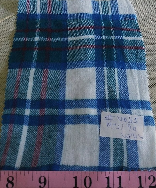 Flannel Madras Plaid Fabric made of cotton, for flannel shirts, flannel dresses, flannel caps and hats, and flannel jackets.