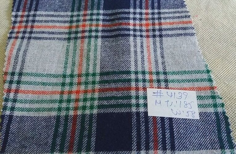 Flannel Madras Plaid Fabric made of cotton, for flannel shirts, flannel dresses, flannel caps and hats, and flannel jackets.