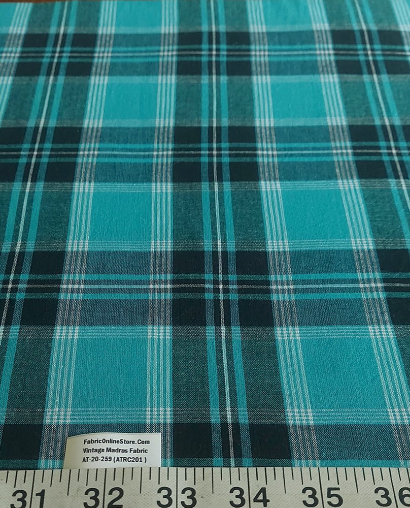 Vintage madras plaid fabric for sewing men's & women's shirts, bowties, dog clothes Vintage madras plaid fabric for sewing men's & women's shirts, bowties, dog clothes