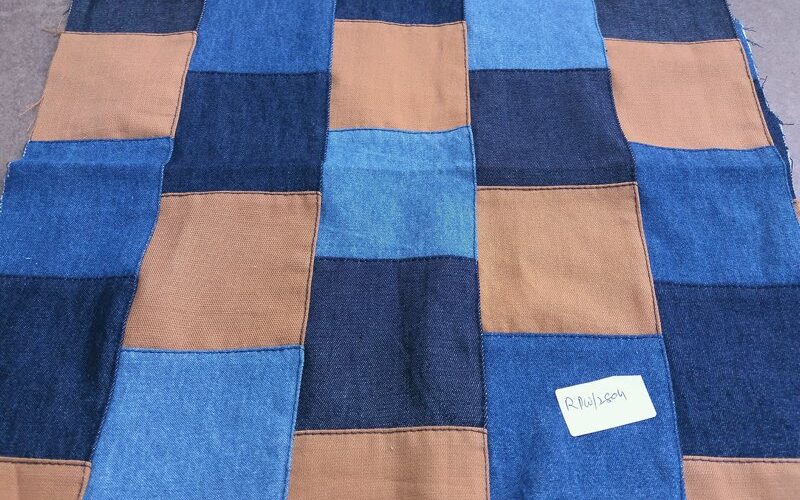 Denim patchwork fabric for classic children's clothing, vintage menswear, denim jackets, totes and bags, and denim skirts.
