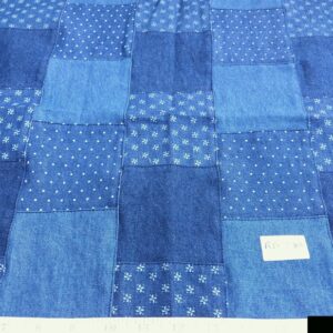 Denim patchwork fabric for classic children's clothing, vintage menswear, denim jackets, totes and bags, and denim skirts.