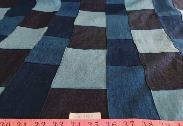 Denim patchwork fabric for vintage menswear & classic children's clothing