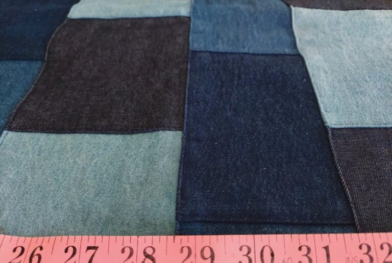 Denim patchwork fabric for vintage menswear & classic children's clothing