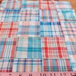 Patchwork Madras - patchwork plaid fabric made of madras plaids of various colors, used for preppy menswear & classic children's clothing.