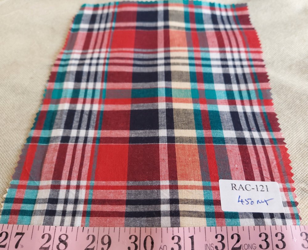 Plaid Fabric or madras plaid is made of cotton & used as a summer fabric