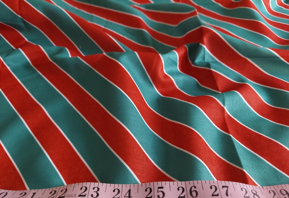 Christmas print fabric with stripes, for Christmas sewing, crafts, children's clothing, Christmas handmade gifts and dog bandanas.