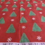 Christmas print fabric with christmas trees print, for christmas sewing & crafts, like dresses, skirts, dog bandanas, bowties and ties.