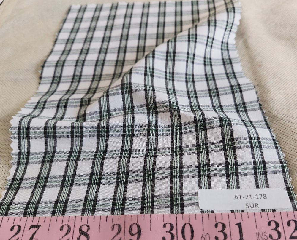 Windowpane check fabric for southern clothing, dresses and skirts.