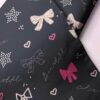 Bows, stars, hearts print fabric with words printed, for shirts, dog bandanas, children's clothing, sewing, quilting & crafts.