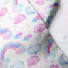 Clouds & Rainbows novelty print fabric for children's clothing, dog bandanas, skirts & dresses, and handmade ties and bowties.
