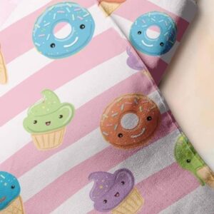 Donuts, cupcakes, ice cream cones & stripes novelty print fabric for children's clothing, dog bandanas, skirts & dresses.