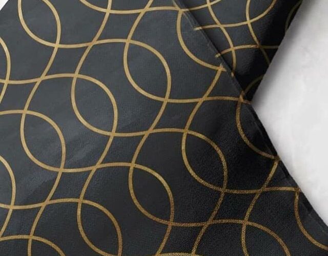 Geometric Circles print fabric with intersecting circles printed, for shirts, dog bandanas, clothing, sewing & quilting.