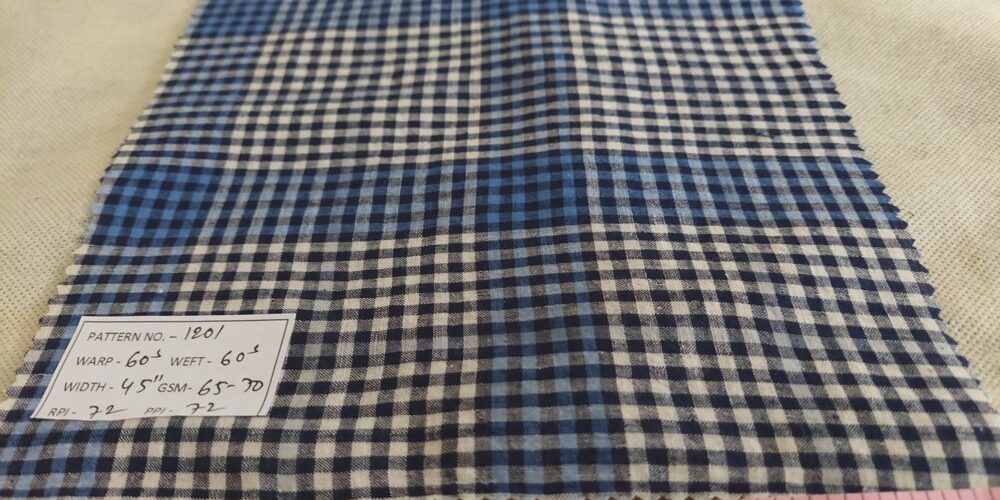 Handloomed / handwoven check fabric with gingham checks, for gingham shirts, gingham dresses & skirts & gingham bowties.