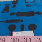 Kitchen print fabric with spoons, spatulas, salt shakers, beaters for shirts, dog bandanas, children's clothing & sewing.