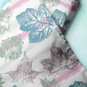 Maple Leaf print fabric, with maple leaves & stripes, for sewing children's clothing, dog & cat bandanas and bows & crafts.