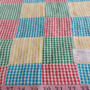 Patchwork Gingham Plaid or patchwork gingham fabric for men's shirts, outdoor clothing, children's clothing, and dog bandanas.