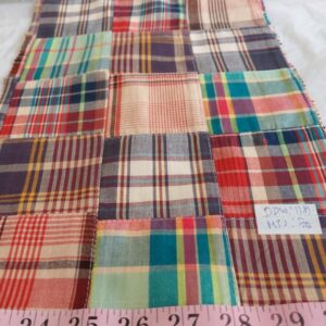 Patchwork Madras fabric for shirts, shorts, preppy bowties & ties, dog bandanas, dog bows, & classic children's clothing.