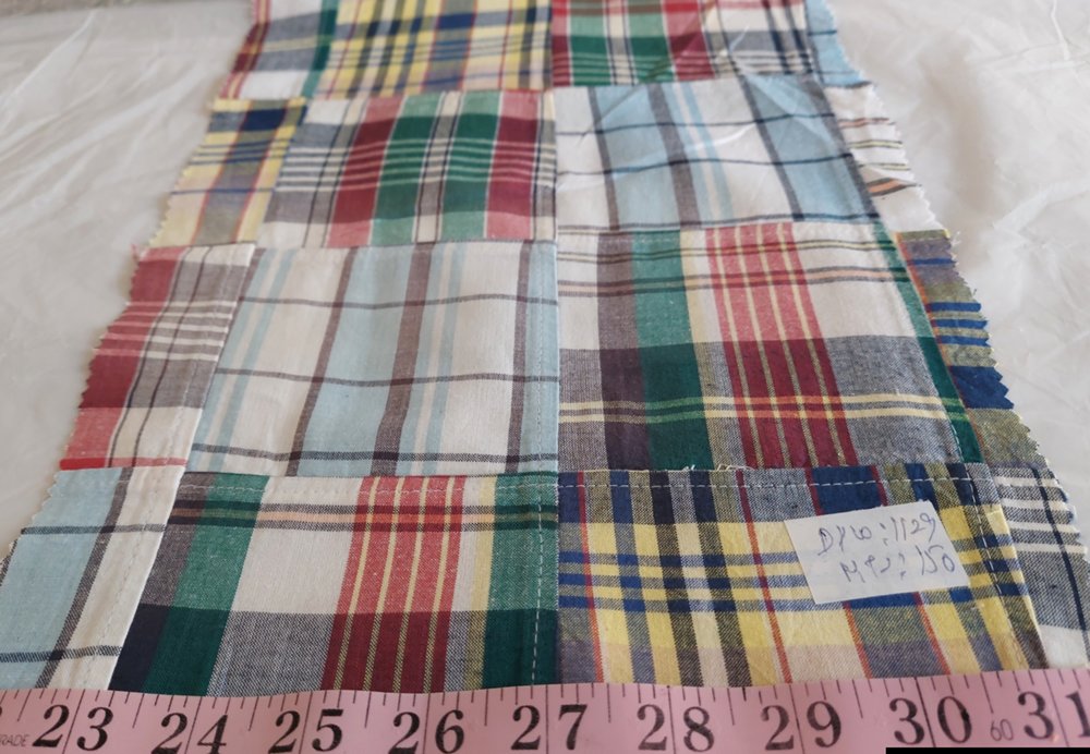 Patchwork Madras, or patchwork plaid fabric for preppy menswear, dresses, classic children's clothing & etsy handmade clothing.