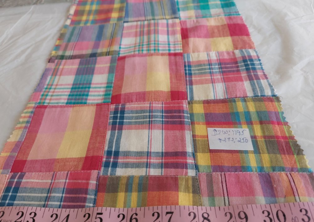Patchwork Madras, or patchwork plaid fabric for preppy menswear, dresses, classic children's clothing & etsy handmade clothing.