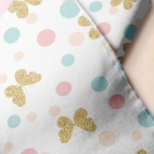 Polka Dots & Butterfly print fabric with gold butterflies, for girl's dresses, victorian clothing, & cat bandanas.