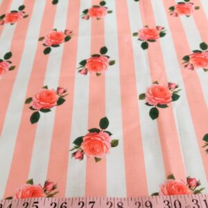 Striped Fabric made of cotton, with floral prints, for striped dresses & skirts, dog bandanas, vintage & classic clothing.