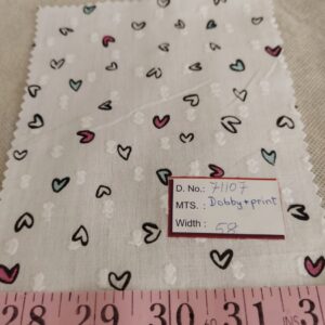 Hearts print fabric, with swiss dots for children's clothing, dog bandanas, pet clothing, with colored hearts, for sewing and crafts.